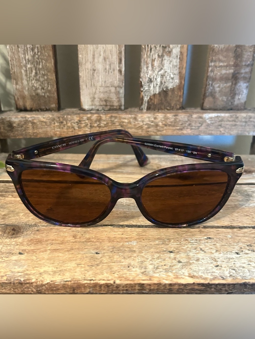 Coach Sunglasses HC 8132 L109 52888H Confetti Purple Size 57-17-135